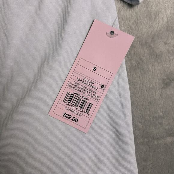 Wild Fable Off Shoulder Mini Dress Small Light Blue Bodycon Lace Soft Girl - Picture 7 of 7